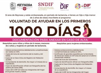 Cuenta DIF-Reynosa con espacios en el programa “Voluntad de Ayudar en los Primeros 1000 Días”