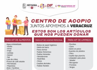Instalan Alcalde Carlos Peña Ortiz, DIF y Voluntariado centro de acopio para apoyar a familias de Veracruz