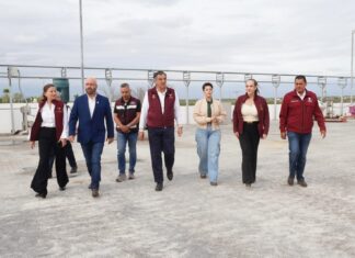 SUPERVISAN GOBERNADOR AMÉRICO VILLARREAL Y ALCALDESA CARMEN LILIA CANTUROSAS AVANCES DE OBRAS EN PLANTA PITAR