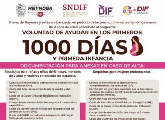 *Invita DIF-Reynosa a integrarse al programa “Voluntad de ayudar en los primeros 1000 días”*