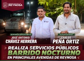 Realiza Servicios Públicos barrido nocturno en principales avenidas de Reynosa